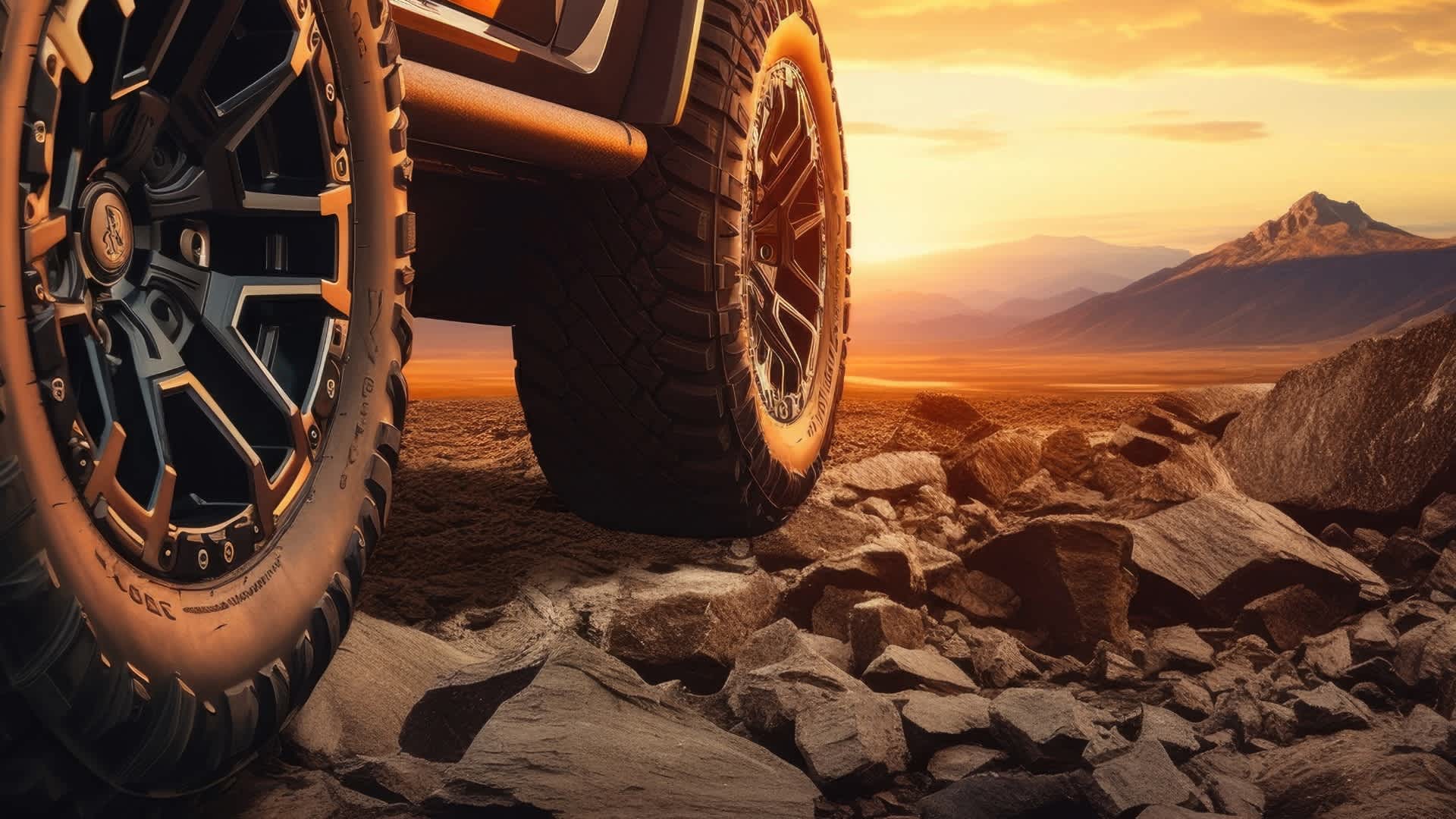 All-terrain tires driving off-road