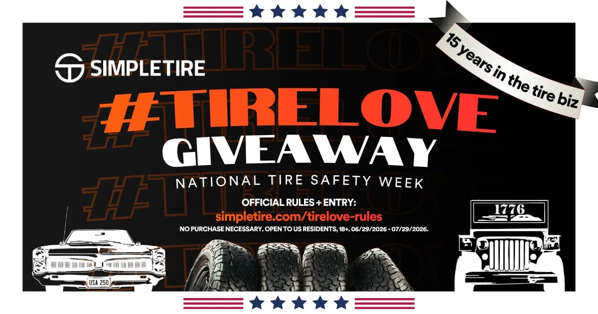 SimpleTire's TireLove Giveaway for National Tire Safety Week 2026.